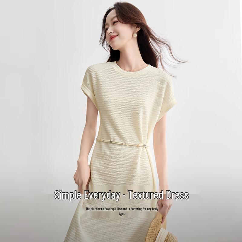 

Women s Island Style Belted Round Neck Midi Dress L
