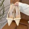 Red wine dinner party • pointed bow high heel sandals women's spring bag head empty single shoes women