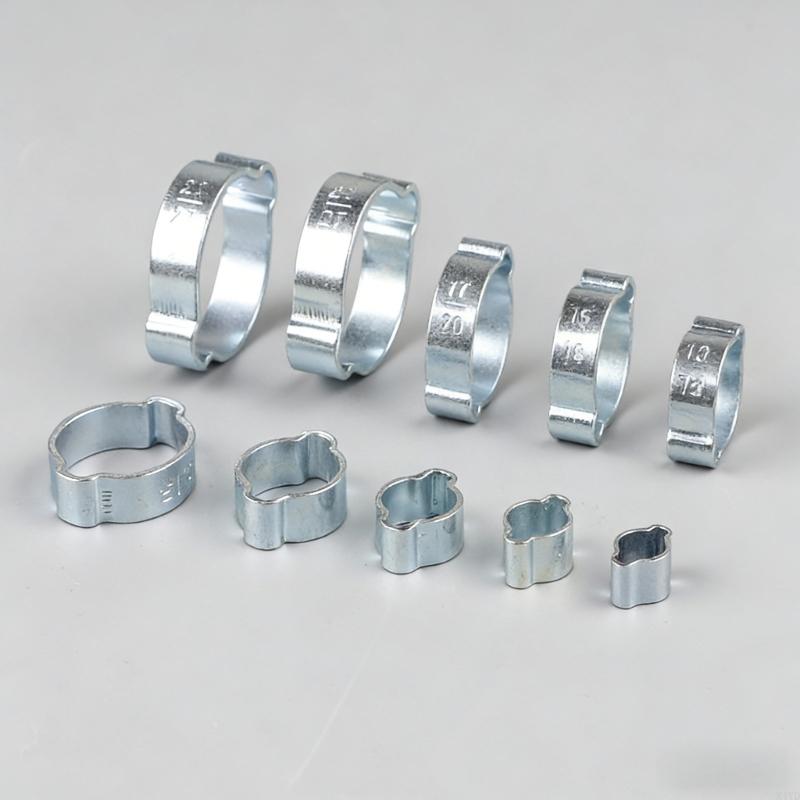 Pack Of 10 Steel 304 Double Ear Hose Clamps Easy to Use for Secure Pipe Fastening In Plumbing & Automotive M4YD