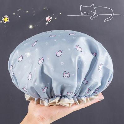 Wasserdichter Badehut für Damen, Duschhaube, elastisch, wiederverwendbar, Badhut, doppellagig, Haarabdeckung, Badezimmerzubehör für Damen