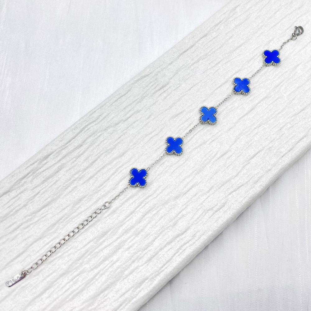 13mm Non-Fading Stainless Steel Four-Leaf Clover Bracelet for Women - Fresh Style