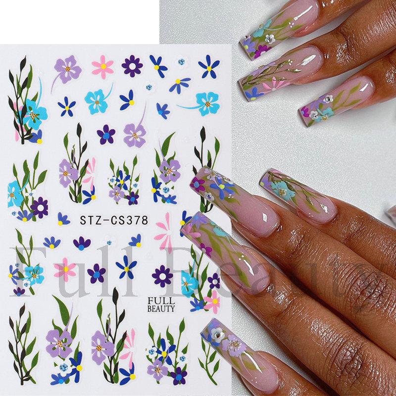 Nail Art Stickers Summer Small Fresh Rose Flowers Small Daisy Flowers Adhesive Nail Stickers