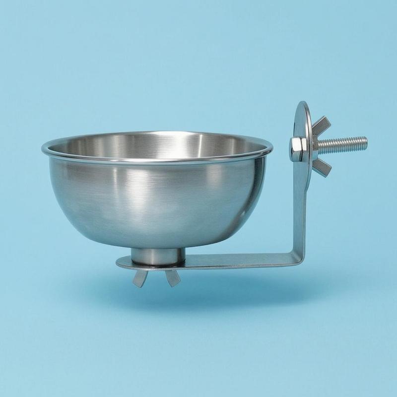 Cage Feeder Bowl Stainless Steel Bird Feeding Bowl Pet Supplies Screw Fastened
