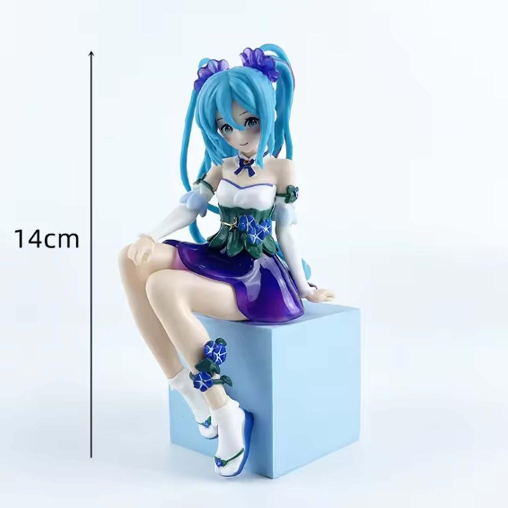 Hatsune Miku CuteAnime Figure Sitting Beauty Girl Ornament Kawaii Action Figure PVC Room Decor Collectible Model Doll Gifts
