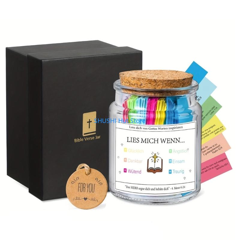 

Scripture Prayer Container For Personally Blessings Bible Verses Paper Strips in Glass Jar Christian Household Decors D57B