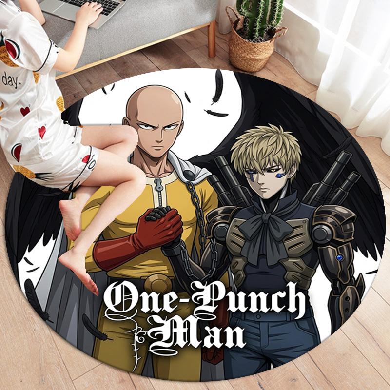 Onepunch Man Round Area Rug Carpet Rug For Living Room Bedroom Sofa Playroom Decor Nonslip Floor Mat
