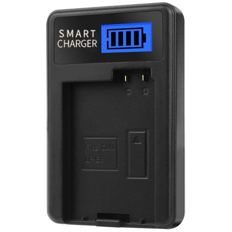 LCD USB LP-E8 Battery Charger Replacement for EOS 550D, EOS 600D, EOS 650D, EOS 700D, EOS Kiss X4 Camera Battery