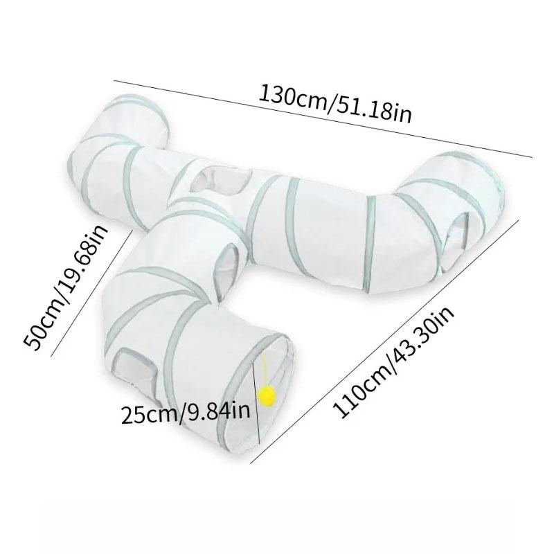 White Cat Tunnel Indoor Play Tube Fun Tunnel for Cats Small Pets Collapsible Muliti-Way with Play Ball Interactive Pet Playhouse