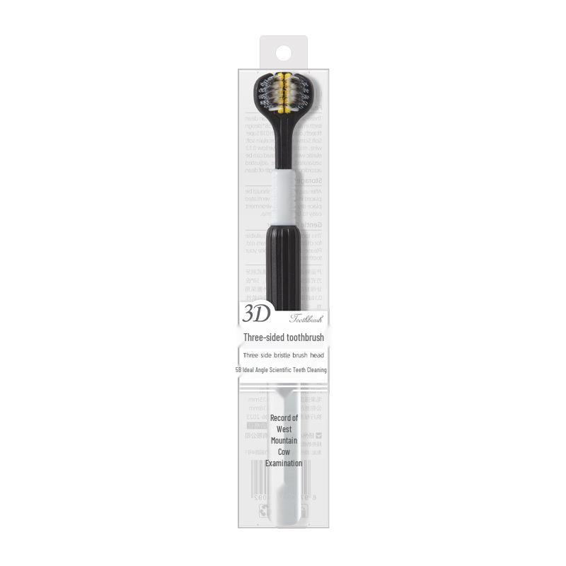 Individually Packed Adult Three-Sided Soft Bristle Toothbrush with Spiral Interdental Cleaners