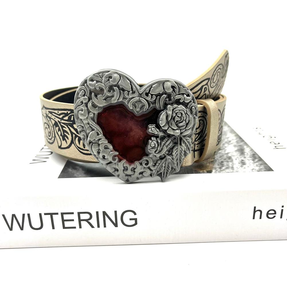 Retro Embossed Heart Belt Punk Personality Y2k Spicy Shaping Gothic Men's and Dark Women's Vers Z6C9