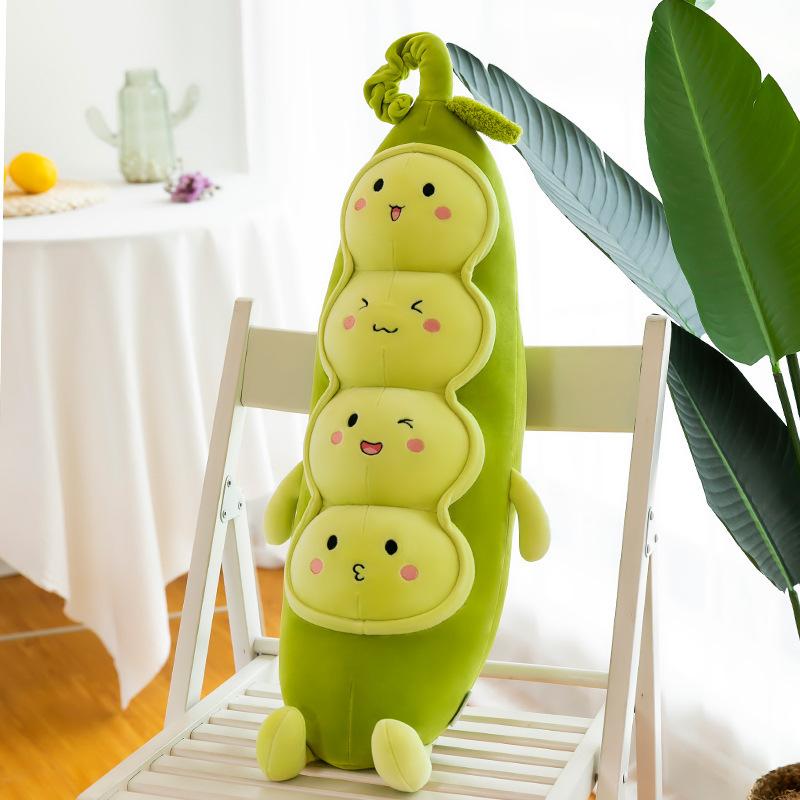 Large Pillow Cute Vegetables Pods Pea Shape Stuffed Plush Toys New Creative Plant Doll Pillow Cushion Toy for Baby Children Gift