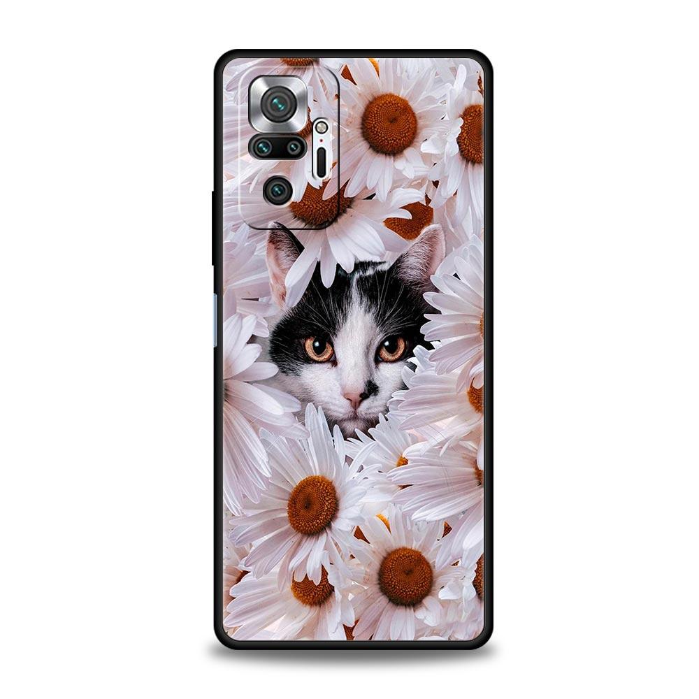 Cute Detection Cat Phone Case For Xiaomi Redmi Note 14 13 5G 10 11 12 Pro Plus 4G 14C 13C 12C 10C Black Cover