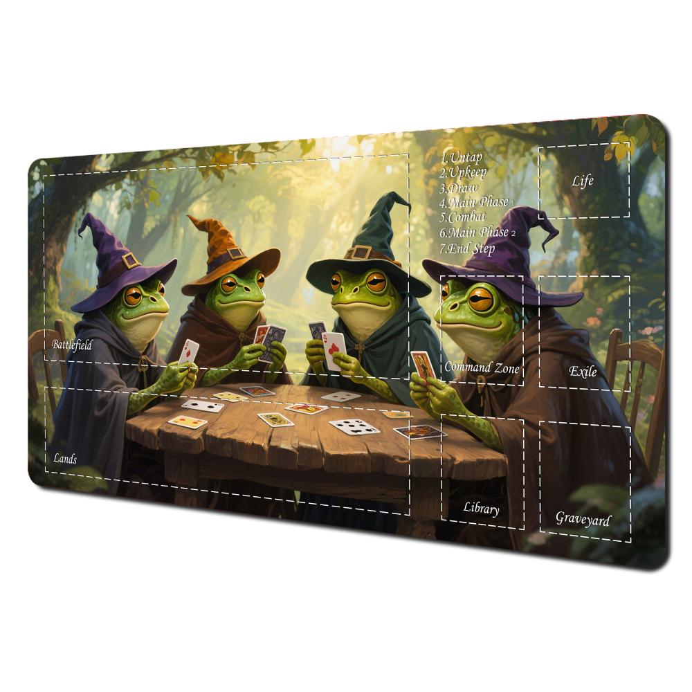 Magic Playmat card gaming mat with zones Frog warrior pattern mtg playmat rubber antislip Desk Mat gamer keypad mousepad 800x300x2mm