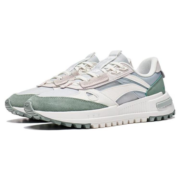 New LiNing Wind Rider 2.0 Anti Slip Wear Resistant Low Top Sports Casual Shoes Women's White Green AGCT156-2