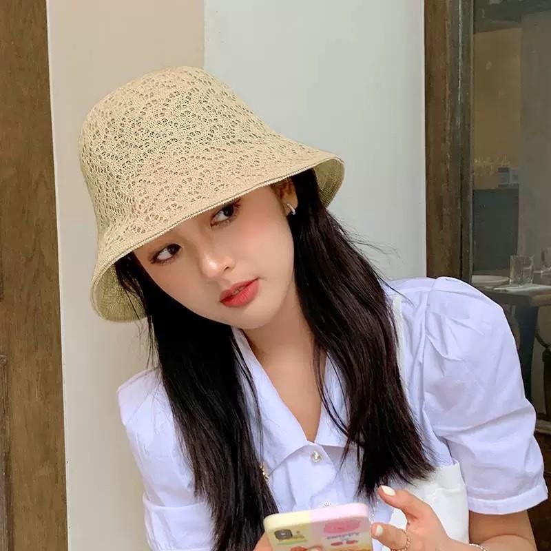 Large Brim Bucket Hat Women's Summer Versatile Vacation Sun Hat Sun Protection Thin Sun Hat Bow Fashion OL