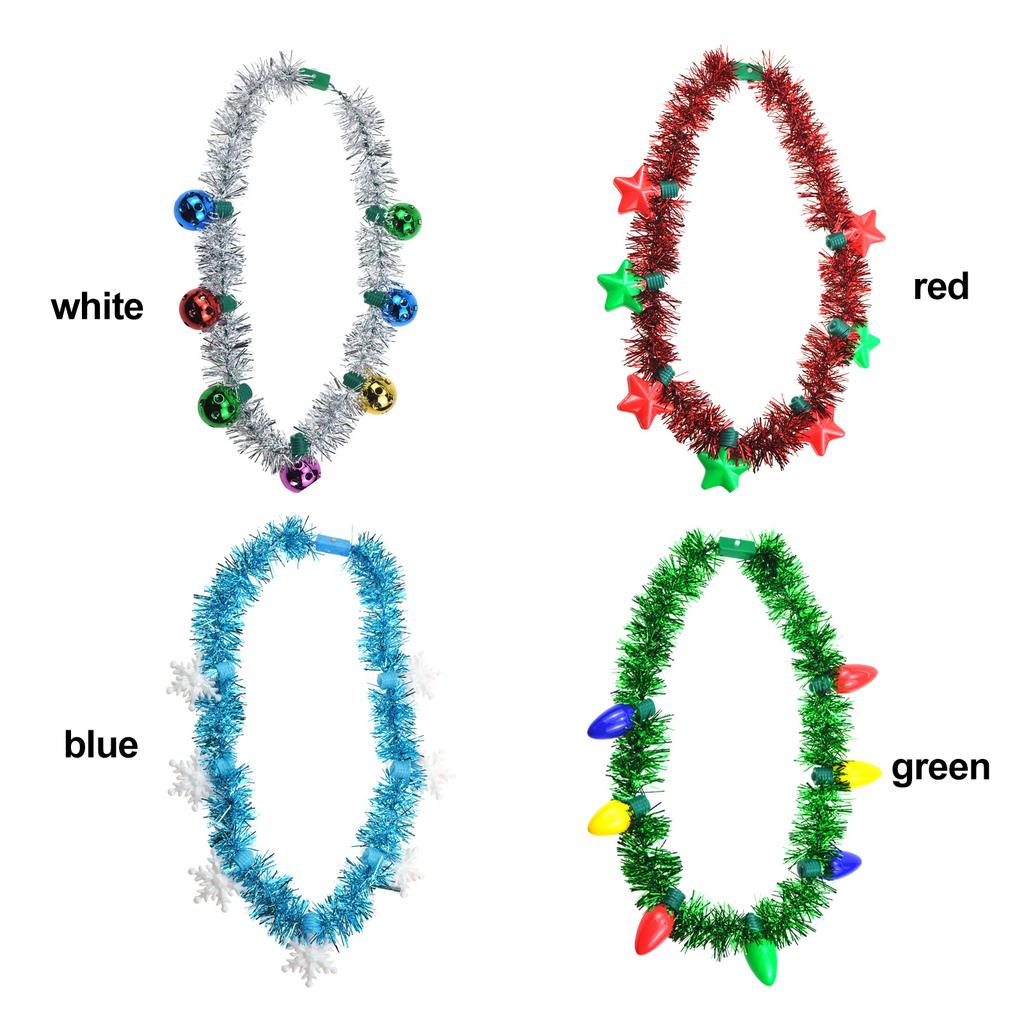 Tinsel Xmas Necklace 7 Bulbs 85cm Length Light Up Xmas Necklace for Funny Sweater Party