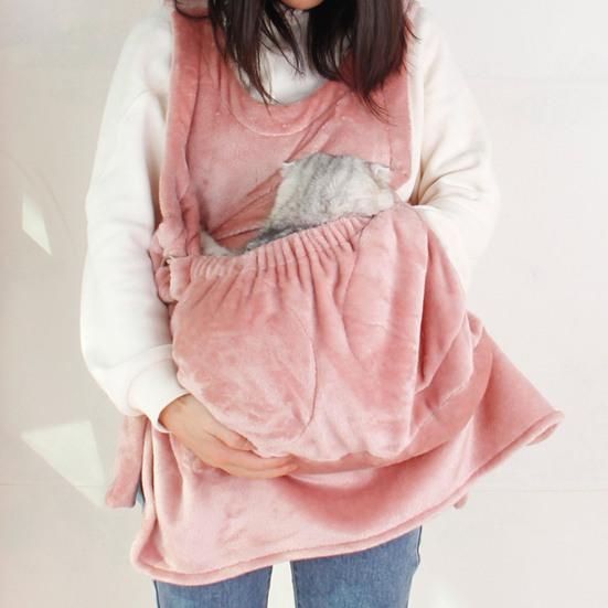 Pet Apron Carrier Super Soft Adjustable Double Pocket Reinforced Edges Neat Stitches