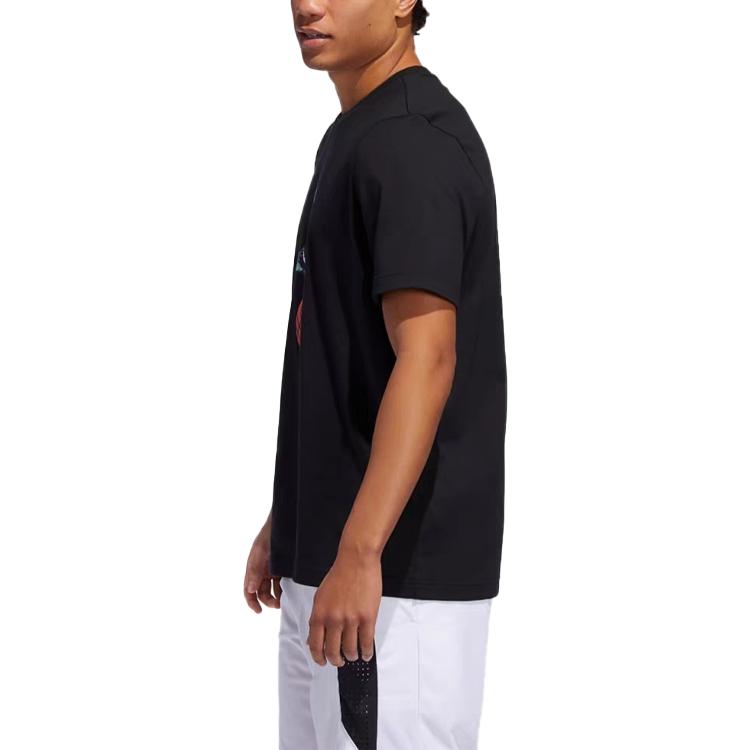 adidas T Shirts Men's Black Crew Neck Moderate Straight Fit GE4486