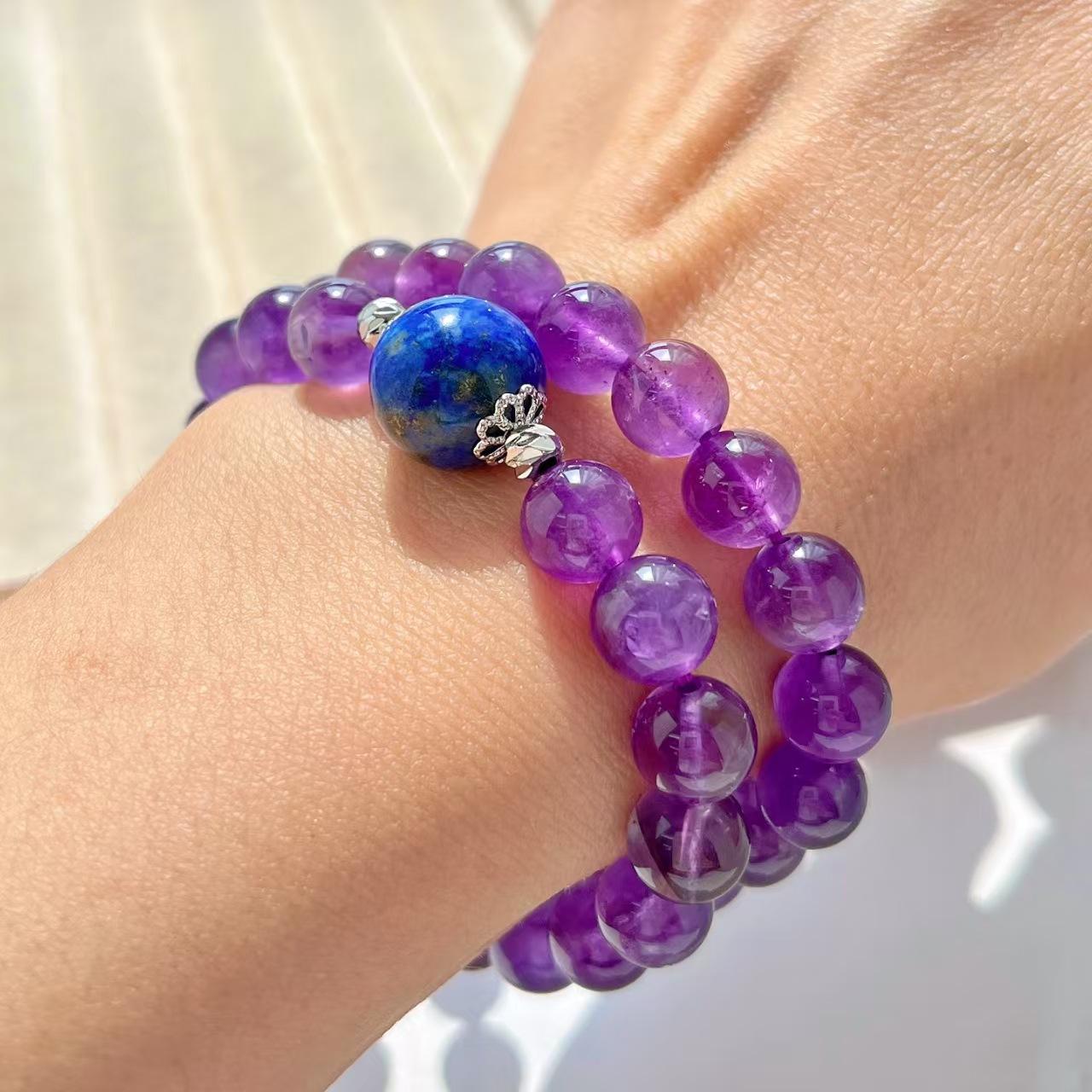 Vintage Natural Amethyst Lapis Lazuli Lazy Multi-Circle Bracelet Bracelet.