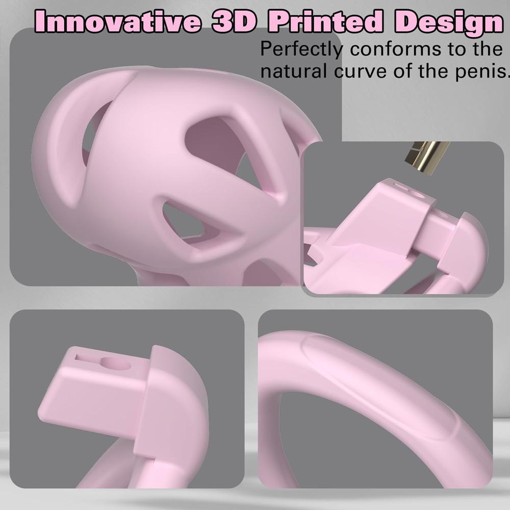 Pink Male Chastity Cage Lock Penis Device Kit Chicken Vacuum Design Penis Ring Cock Ring Penis Exerciser Male Sex Toys