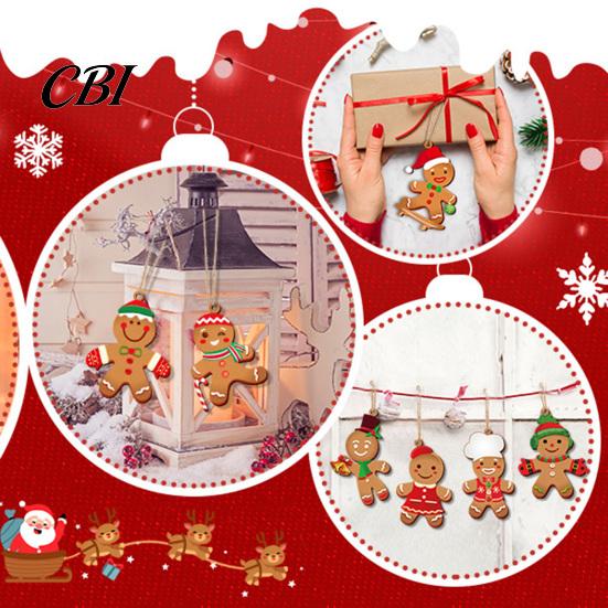 Wooden Christmas Ornaments Gingerbread Man Hanging Ornaments, Figure Pendants, Rustic Holiday Decor Decorations for Xmas Tree, Party Favors