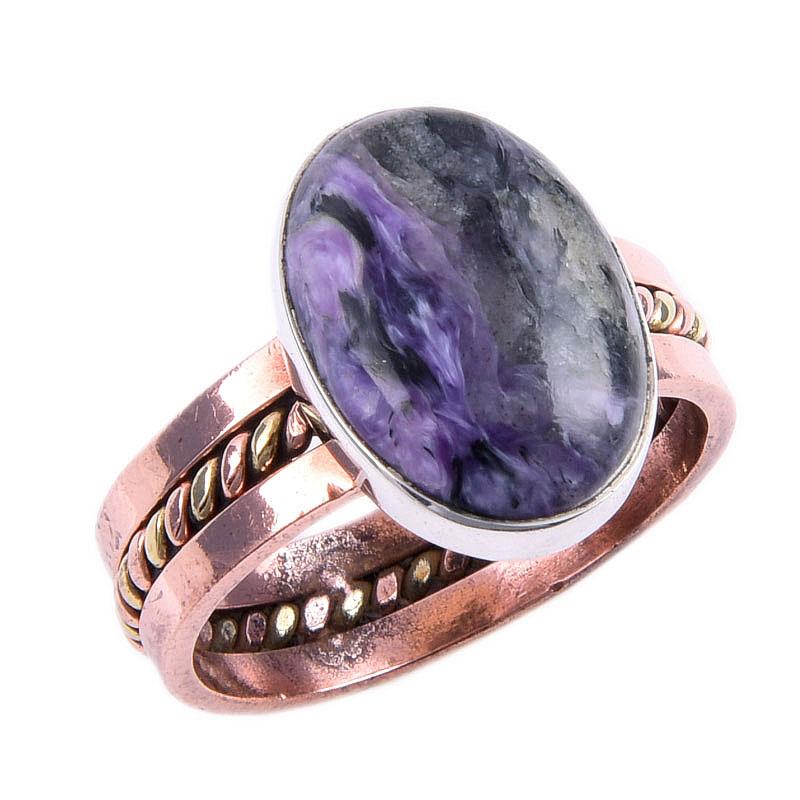 Natural Chavorite Gemstone Handmade 925 Sterling Silver Two Tone Ring S.9 h9B48