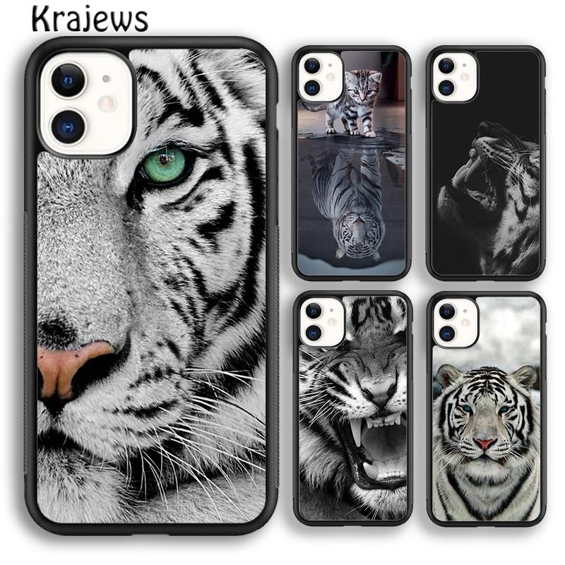 Krajews Animal White Tiger Pattern Phone Case Cover For iPhone 17 Air 16 15 14 plus 12 13 pro max coque Fundas