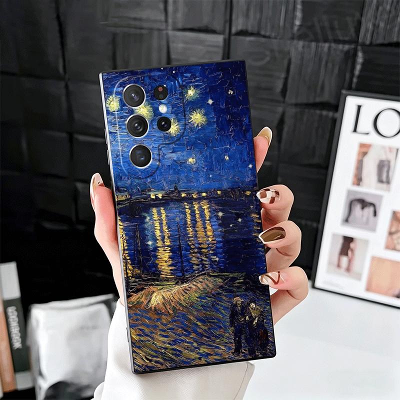 Van Gogh Oil Painting Aesthetics Soft Phone Case for Samsung Galaxy S26 S25 Edge S24 Ultra S23 Plus S22 S21 FE S20 Black Cover B