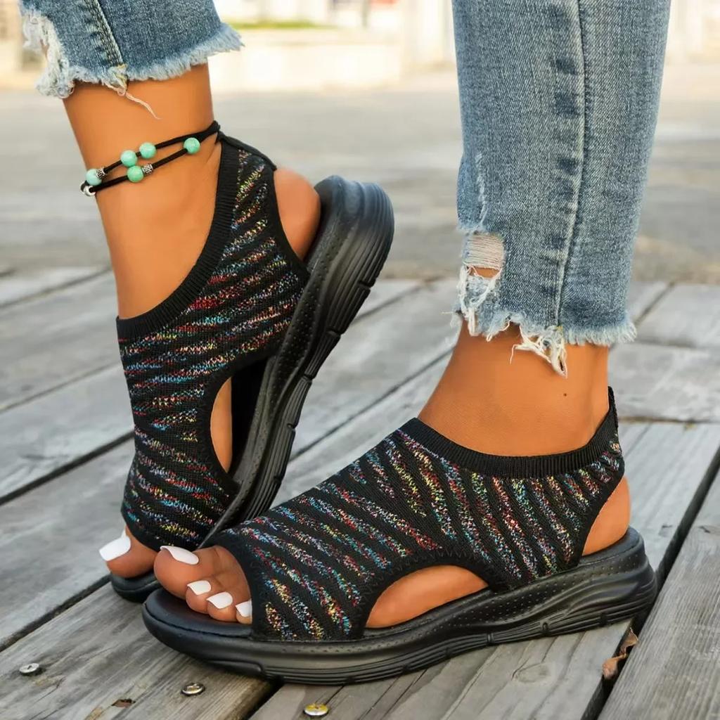 Fashion Plus Size Women Summer New Mesh Fish Platform Sandals Sandalia Feminina Open Toe Wedge Sandals Ladies Light Casual Sport Sandals