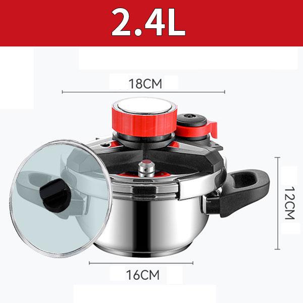 Stainless Steel Pressure Cooker Cooking Pot 1.8L 2.4L 5L 7L Induction Compatible Pressure Cooker Cookware with Extra Glass Lid