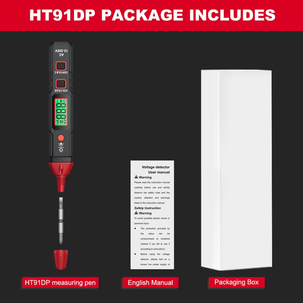 Voltage Detector Pen Electricity Tester 12~300V AC Voltage Detector NCV Induction Phase Sequence