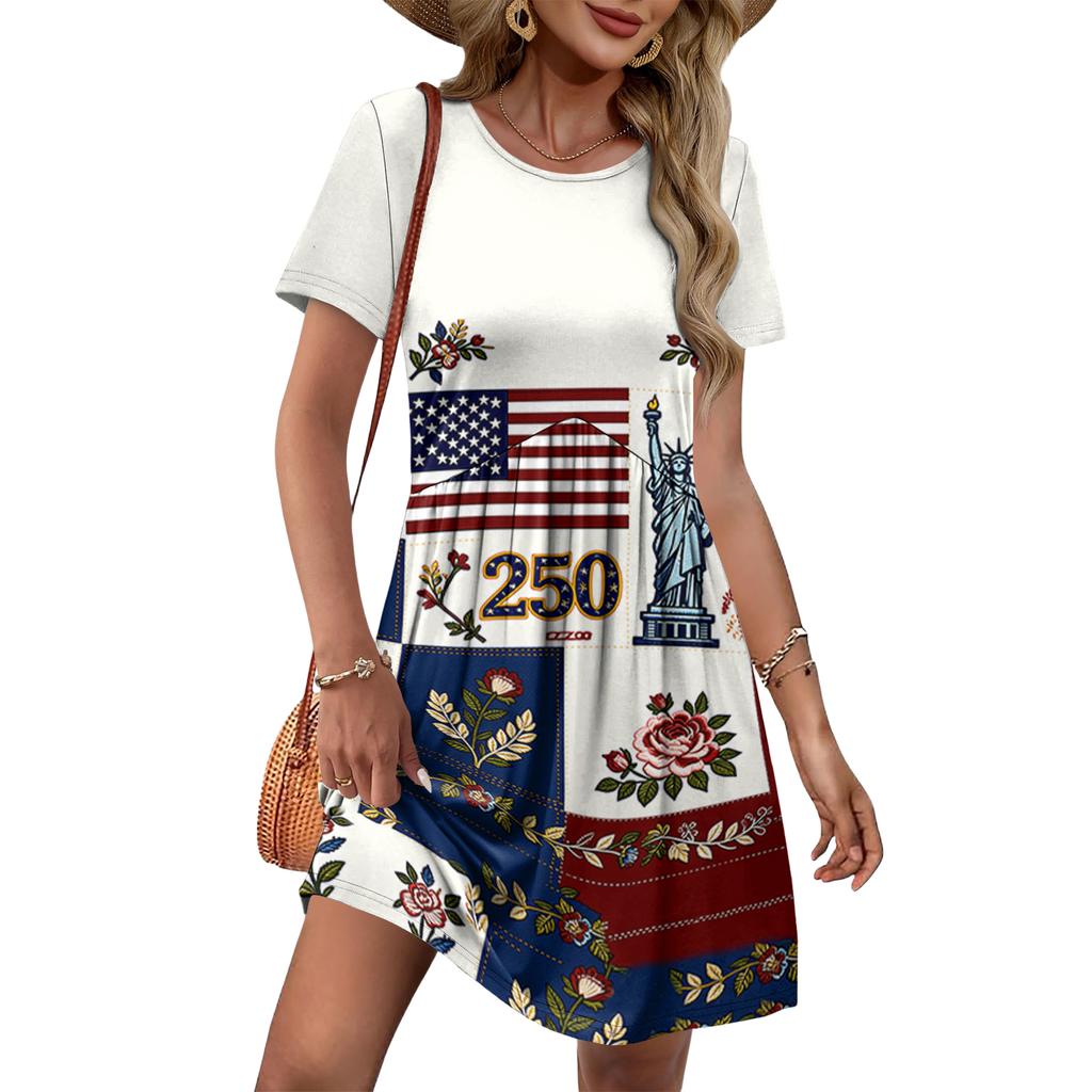Dresses For Women Short Sleeve O Neck Casual Dresses Waist Maternity Dress With Pockets