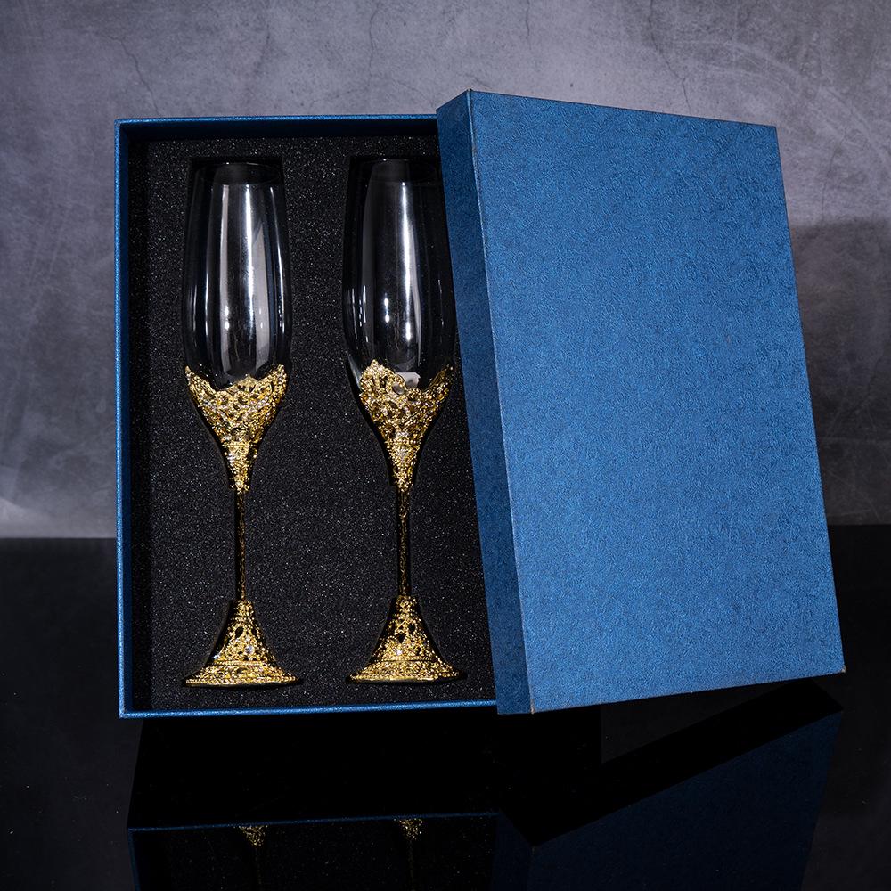 Vintage Bubble Embossed Champagne & Wine Crystal Glass Set with Gift Box