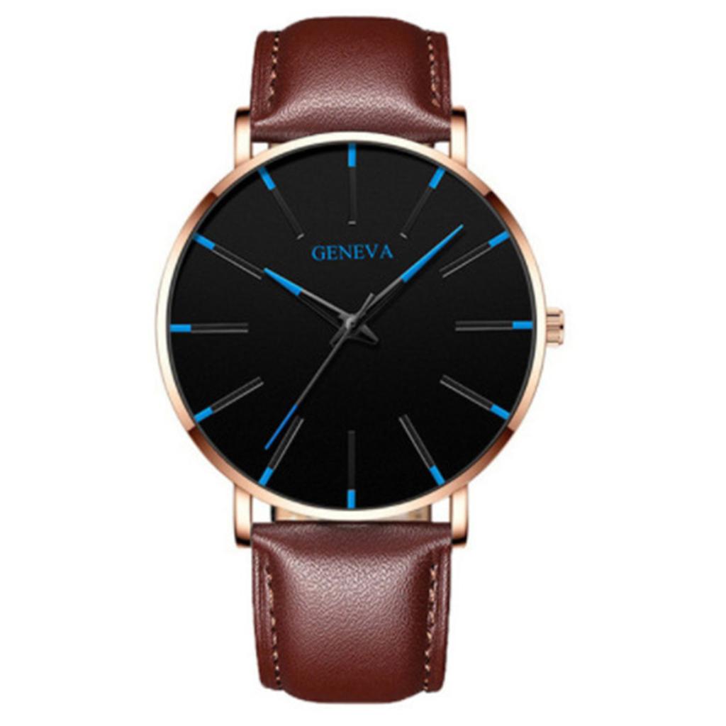 Men's Minimalist Quartz Watch Big Dial Luminous Needle Business Watch for Business Meeting Dating
