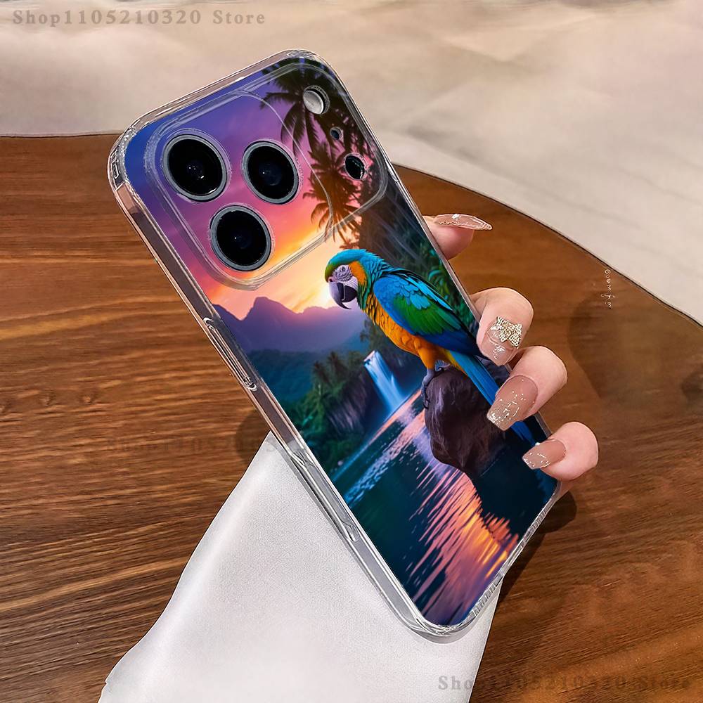 Birds Animal Parrot Phone Case For iPhone 17,16,15,14,13,12,11 Pro,Max,Plus,XR,Mini,E Clear Full-coverage Soft Cover