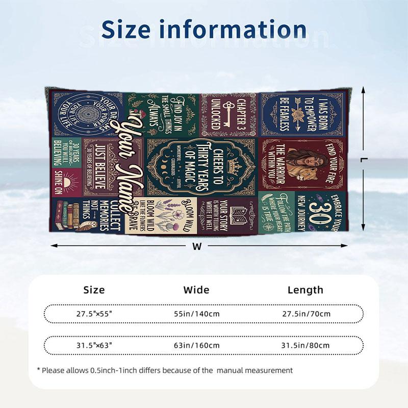 Adventure Journey Theme Beach Towel Personalized Custom Name & Text Soft Quick Dry Beach Towel for Swimming Travel