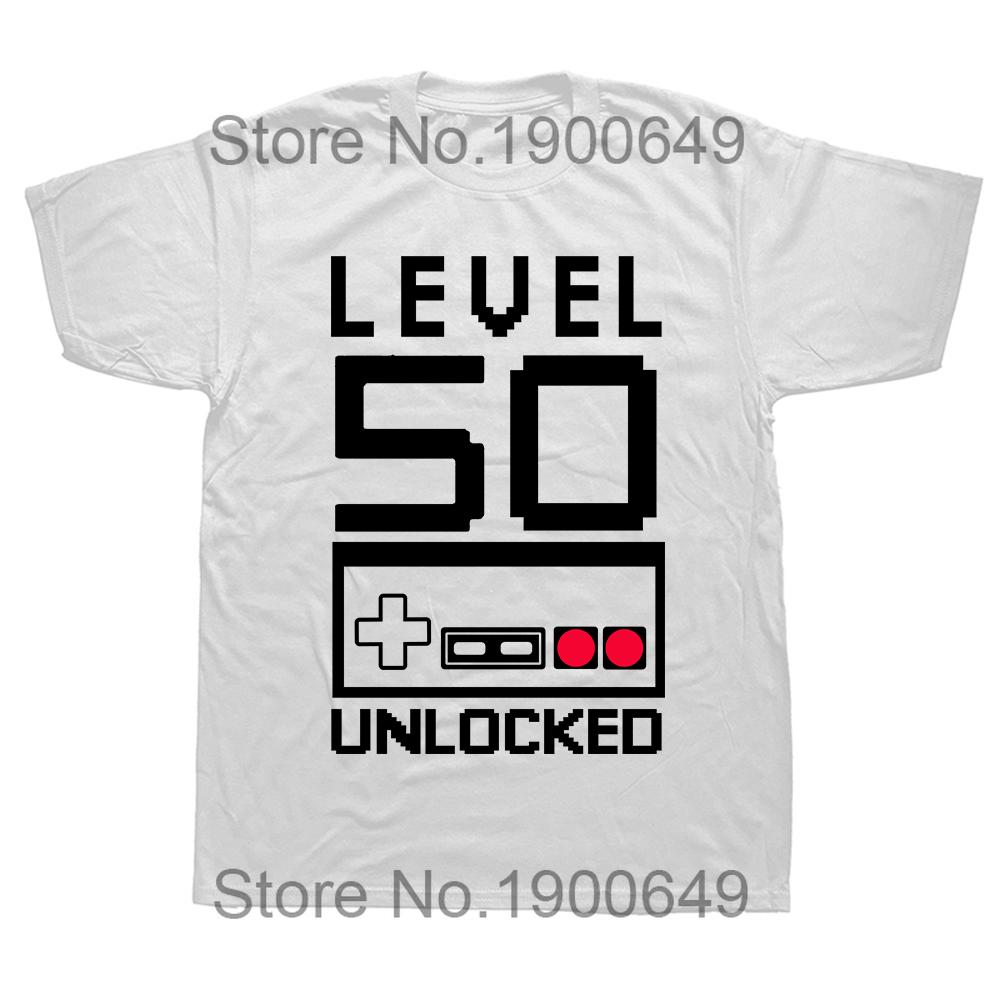 

Level 50 Years Old 1974 50th Birthday Gift T Shirts Graphic Cotton Streetwear Short Sleeve ONeck Harajuku Oversized Tshirt S