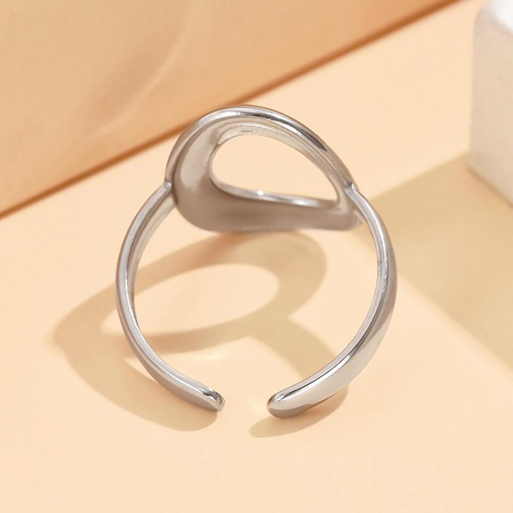 Gold-Plated Geometric Drum-Shaped Adjustable Stainless Steel Ring