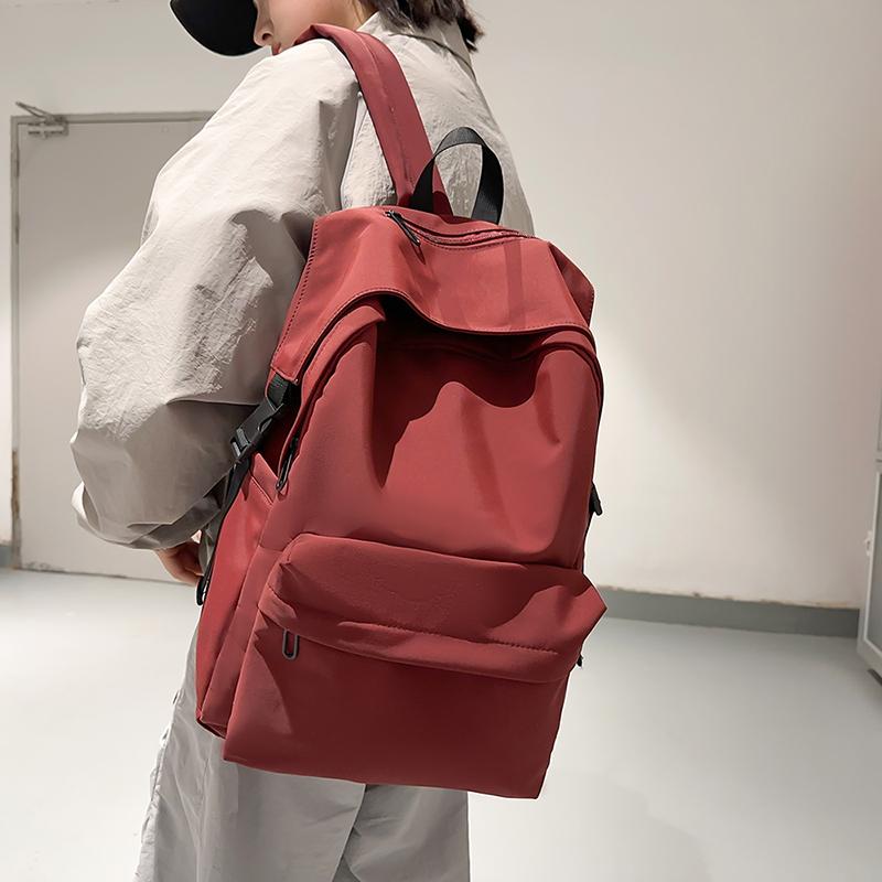 Men Large Capacity Backpack Women Solid Color Backpack Junior Senior High School Student Schoolbag