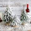 Round Wood Bottom Christmas Tree Christmas Decorations Flocked Christmas Small Tree Cedar Decorative Tree
