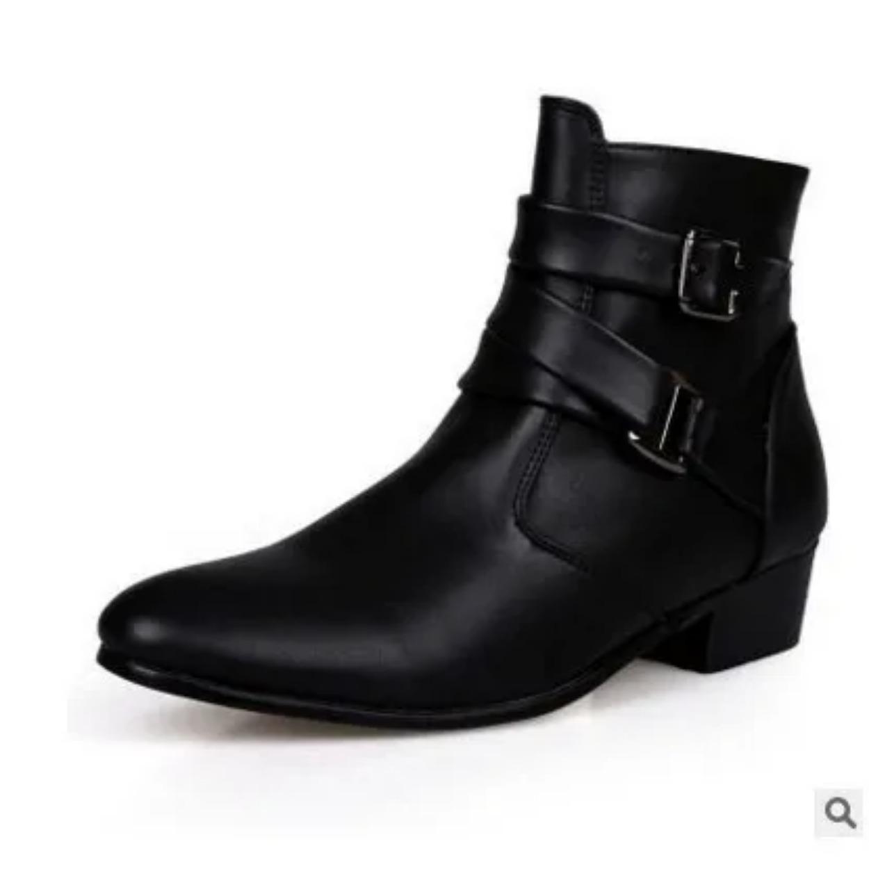 

Мужские ботильоны, высококачественные рабочие ковбойские сапоги, мотоциклетные сапоги на молнии, мужская модная обувь в стиле вестерн, остроносые сапоги мага 39 чёрный