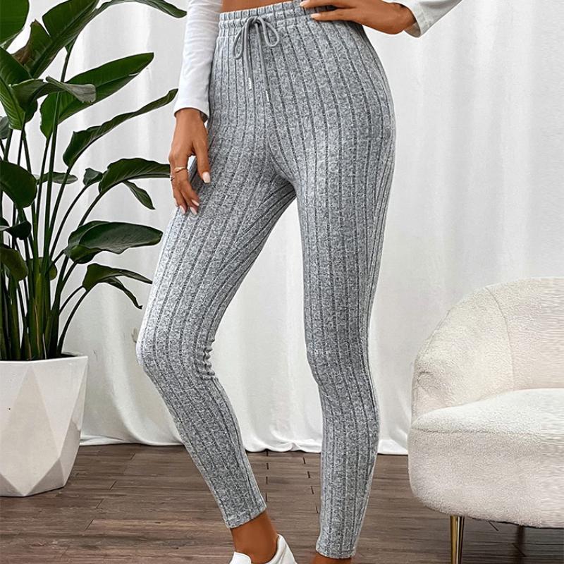

Осенние теплые полосатые однотонные женские леггинсы на шнурке, эластичные, тонкие, спортивные, модные, повседневные, женские, удобные брюки S серый