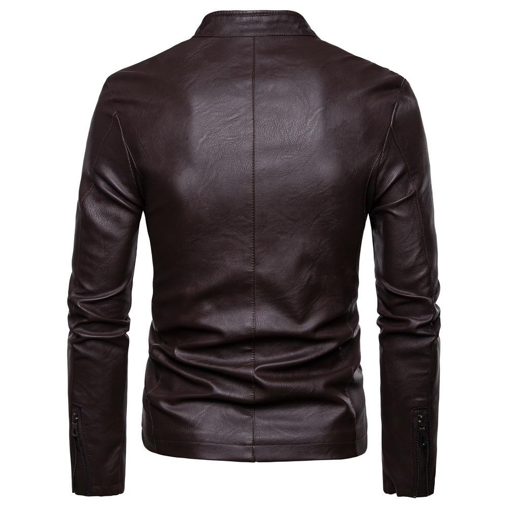 Fashion Men  Winter Warm Casual Leather Zipper Long Sleeve Jacket Coat Top