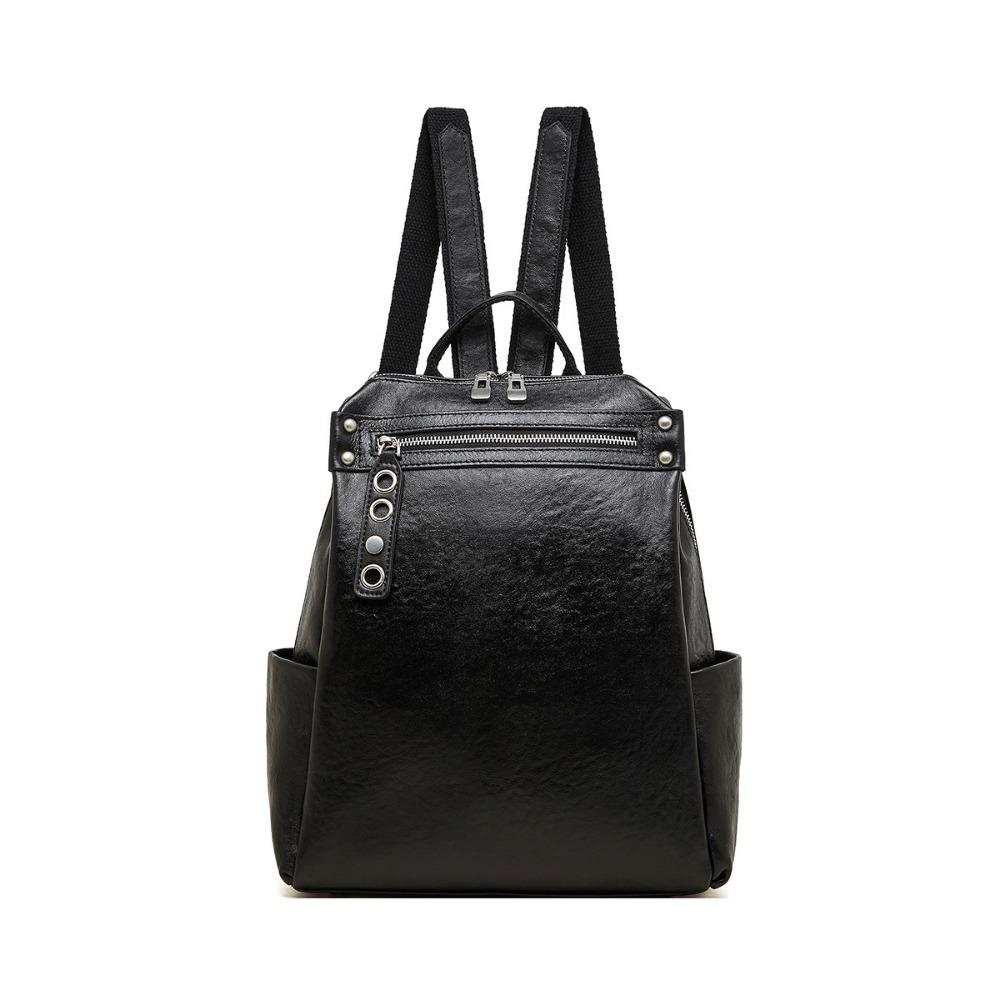 Large Capacity Cowhide Backpack Fashion Travel Backpack Leather Women's Bag