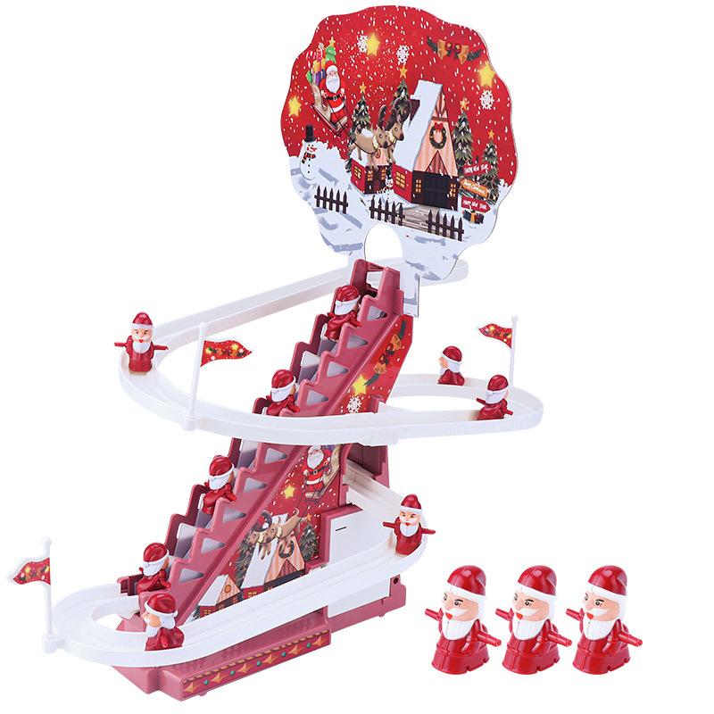 Santa Claus Automatic Stair Climbing Electric Track Slide Toy Early Education Remote Control Gift Red