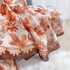 Flower Print Satin Scarf Imitation Silk Soft Skin Friendly Shawl Spring Autumn Casual Decoration Inelastic Neck Scarf