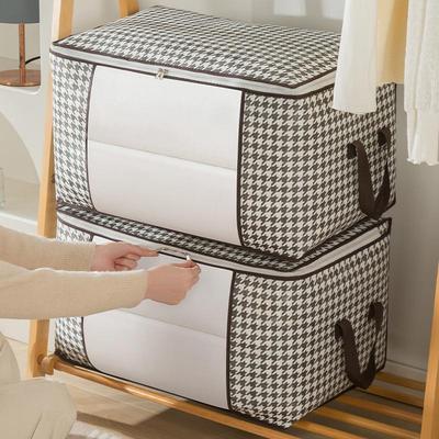 Houndstooth Storage Bag: Dustproof Quilt Organizer & Moving Clothing Pack
