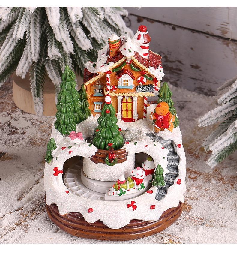 Harbor Love Musical House Night Light Ornament - Eight-Tone Box Cottage Toy for Children's Christmas Gift