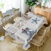 Summer Ocean Starfish Lighthouse Grid Rectangle Tablecloth Table Decor Farmhouse Kitchen Dining Tablecloth Holiday Party Decor