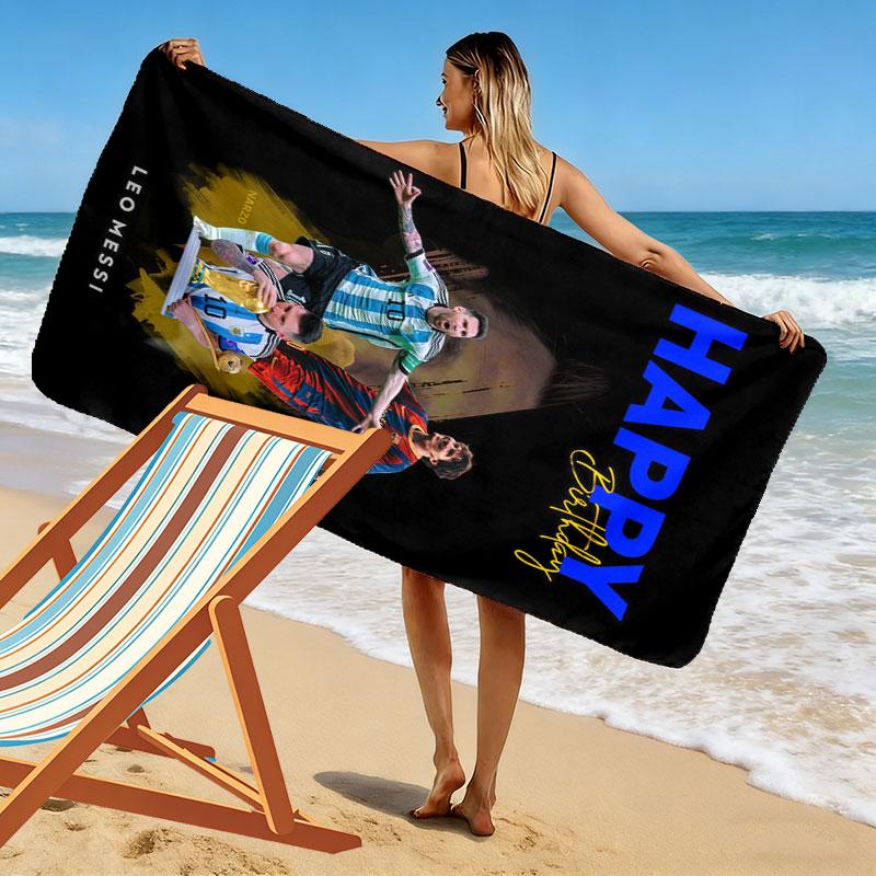Messi Valor Print Strandtuch, Großes Weiches Schnelltrocknendes Handtuch für Strand Camping Schwimmen